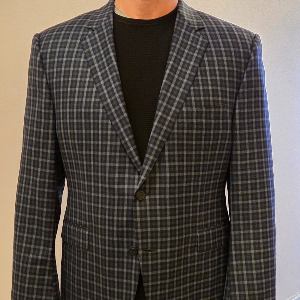 Men's Blue Plaid Blazer
